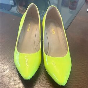 Neon Yellow Patent Pointed-Toe Flats by Stuart Weitzman